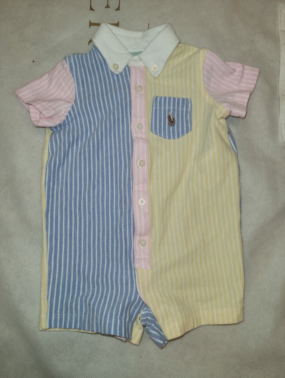Ralph Lauren 3m pastel striped colorblock romper